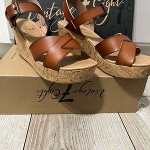Vintage 7 Eight Wedges; Style: Dannie; Color: Cognac; Size: 8